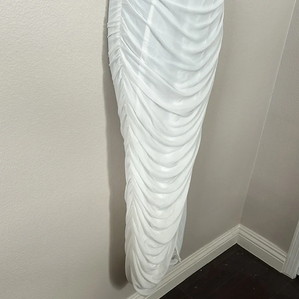 Princess Polly Alice White Ruched Cutout Ruched Midi Dress - Picture 7 of 13